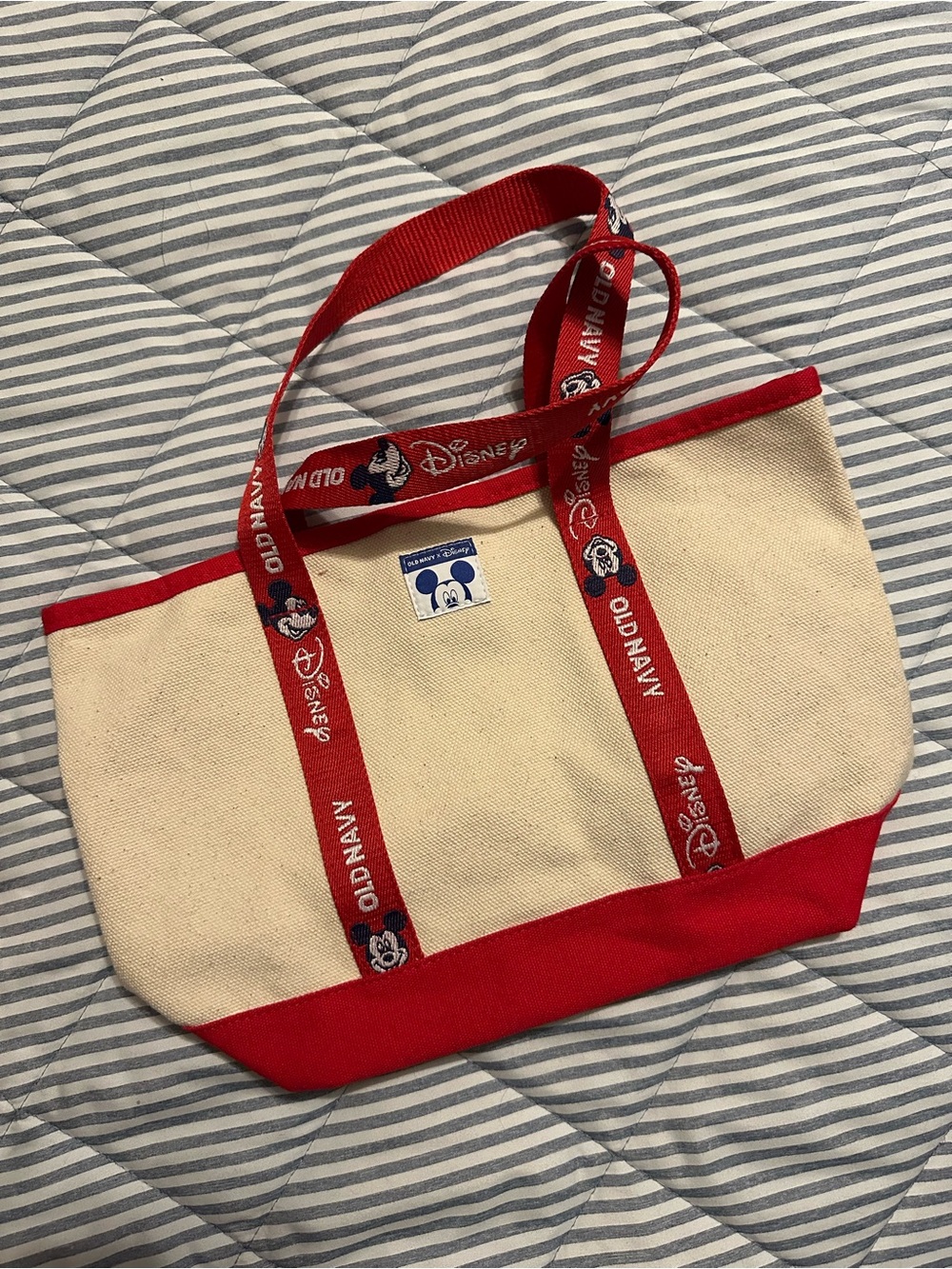Old Navy Cream and Red Canvas Disney Tote